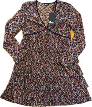 The Kooples Floral Tiered Ruffle Mini Dress Womens 8 Multicolor NWT $425